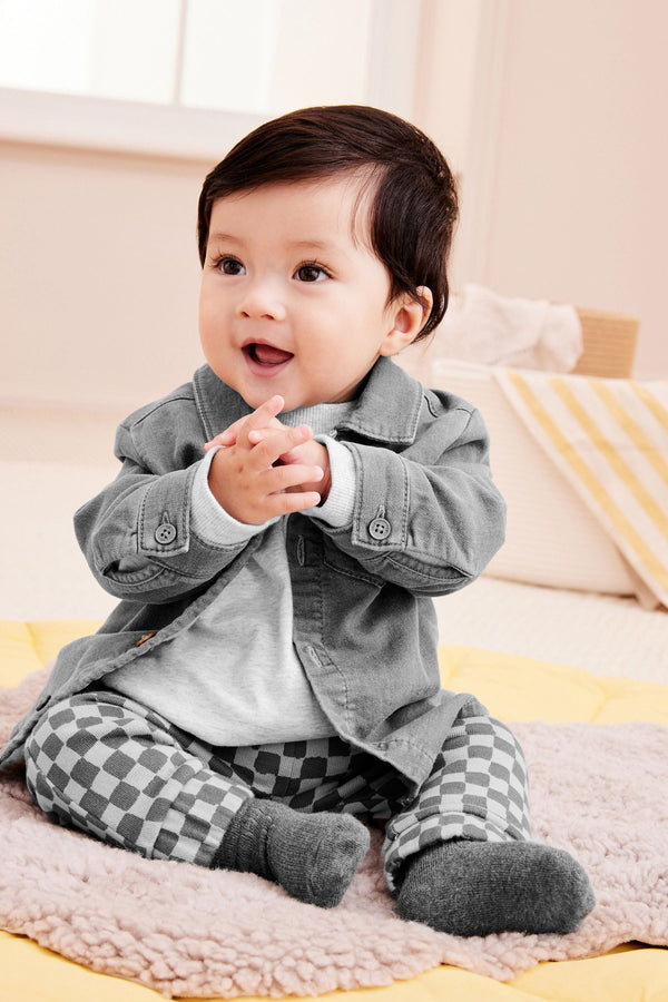 Copy of Monochrome Shirt Jacket, T-Shirt and Joggers Baby 3 Piece Set