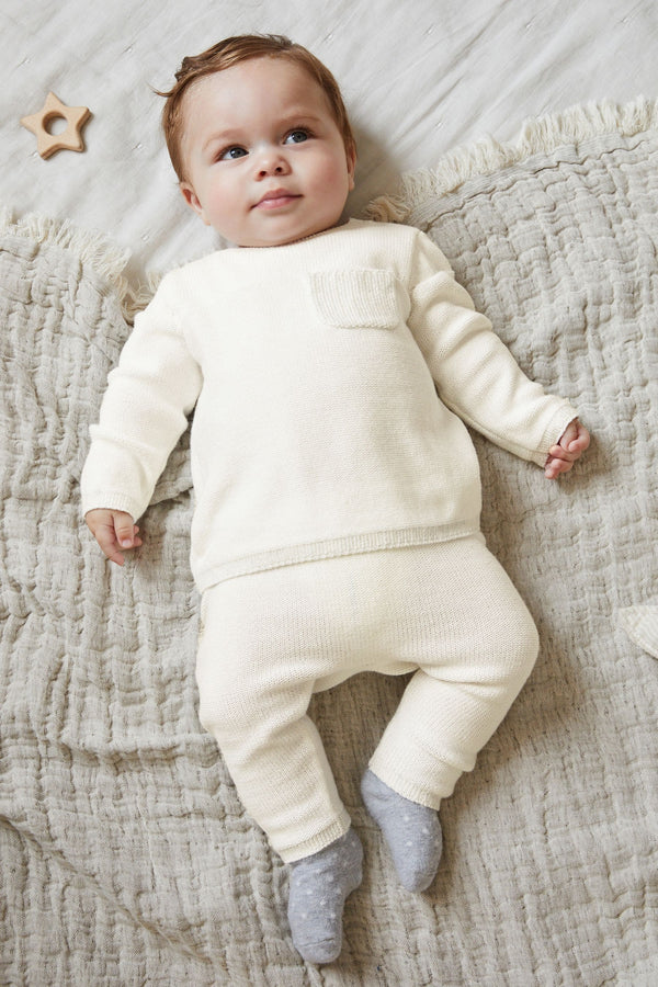 Copy of White Knitted Baby Jumper & Legging Set