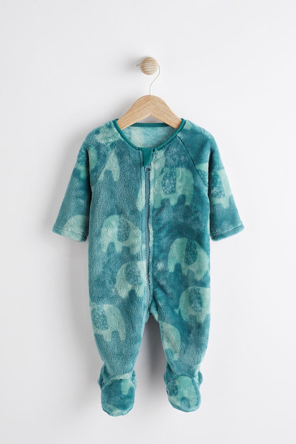 Teal Blue Baby Fleece Sleepsuit (immediate)