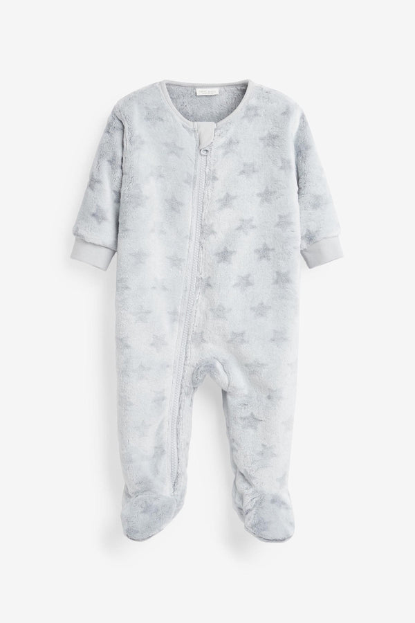 Grey Star Fleece Baby Sleepsuit (immediate)