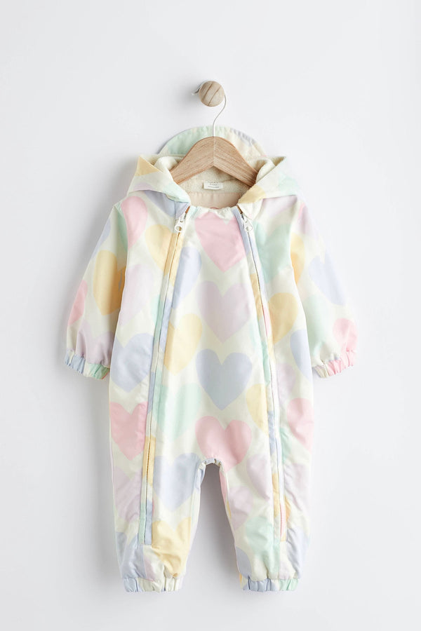 Copy of Pastel Yellow/ Pink/ Lilac Heart Baby Packable All-In-One Pramsuit