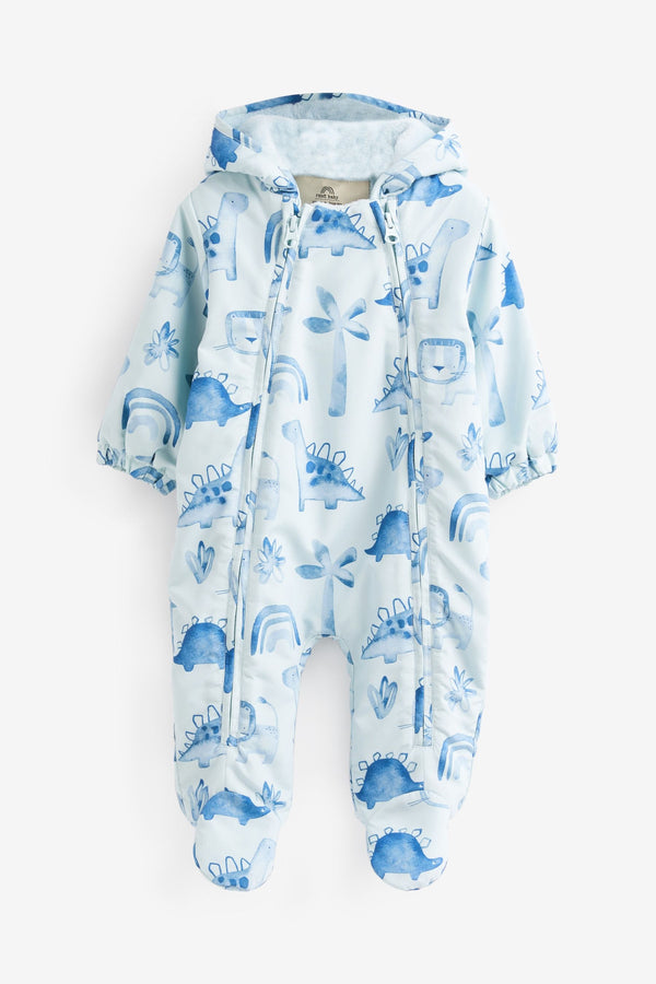 Blue Dinosaur Lightweight Baby All-In-One Pramsuit immediate