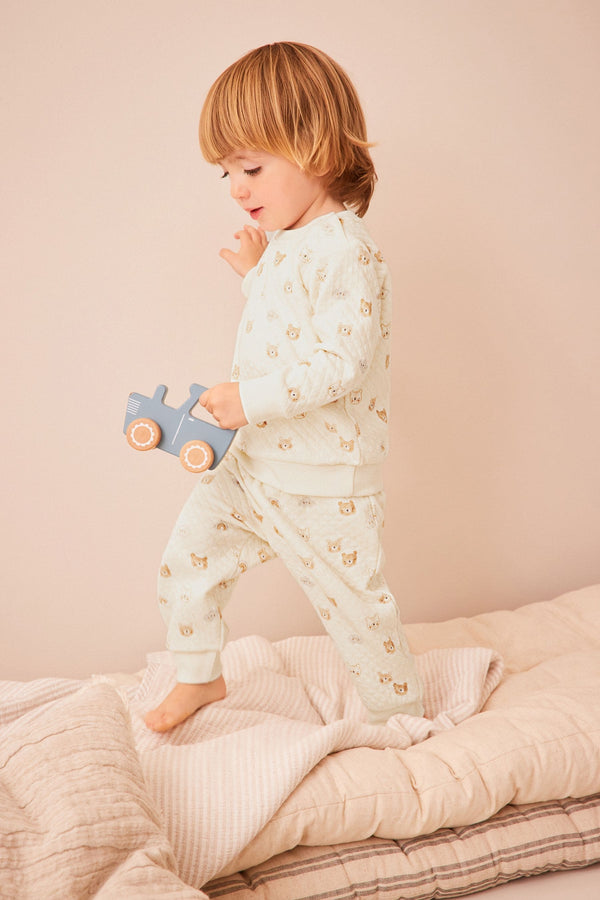 Cream Teddy Bear Quilted Pyjamas