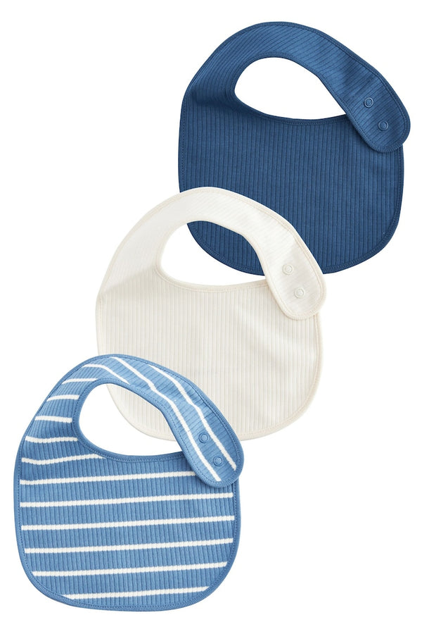 Blue/Cream Baby Bibs 3 Pack immediate