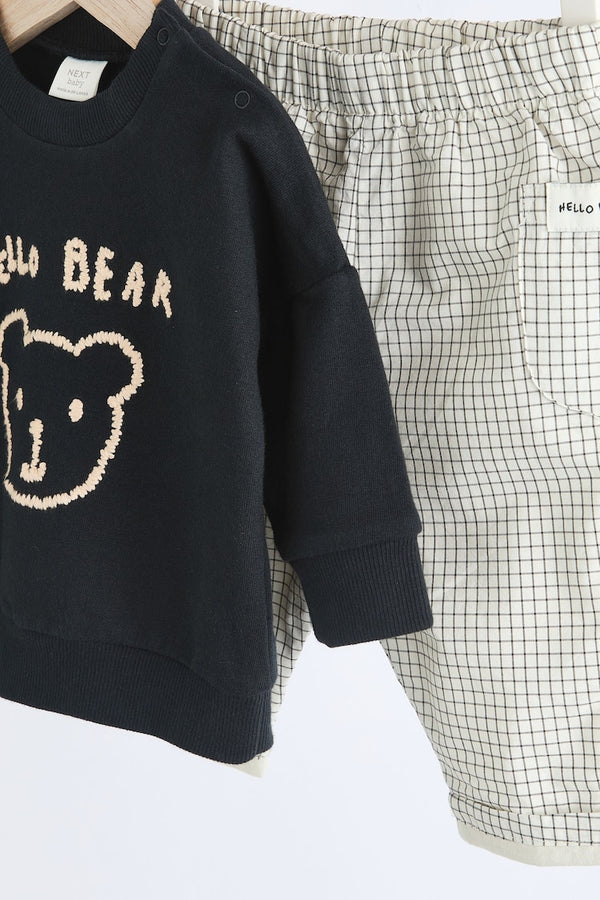 Black/White Bear Baby Sweatshirt and Joggers Set