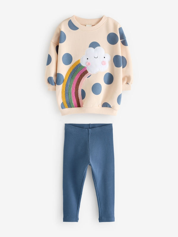 Navy Blue Sweatshirt and Leggings Set immediate