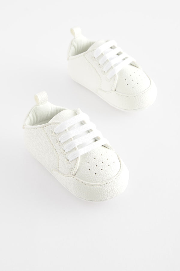 White Lace-Up Baby Trainers