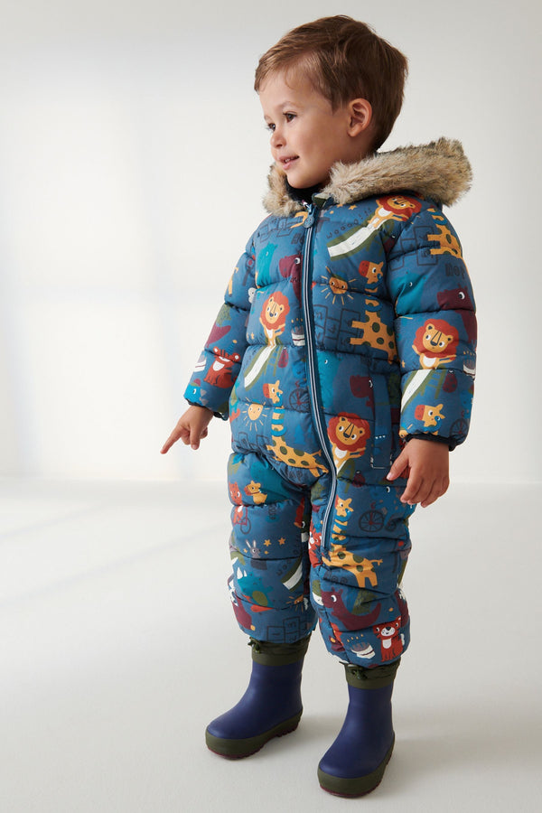 Snowsuit With Faux Fur Hood Trim