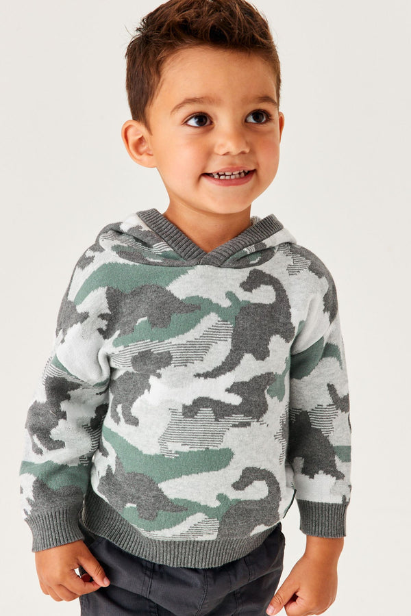 Copy Grey Camo Dinosaur Knit Hoodie