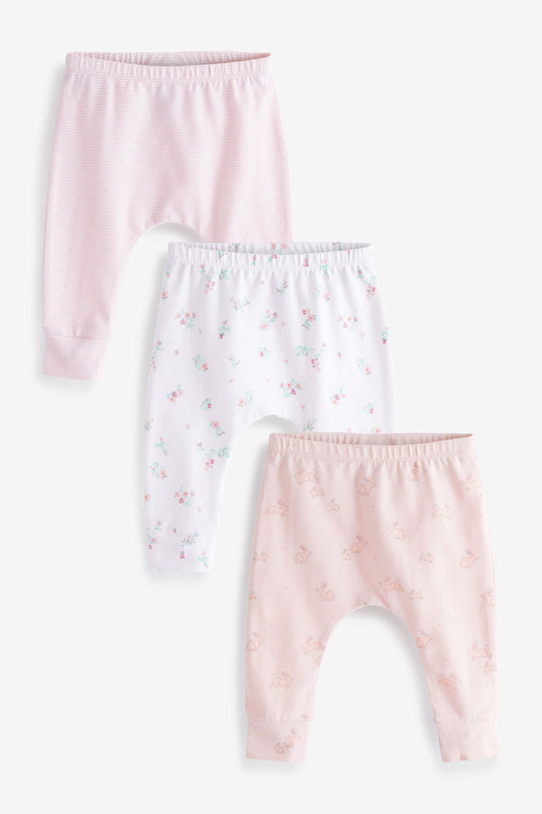 White/Pink Baby leggings 3 Pack