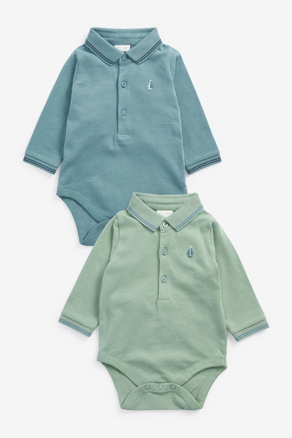 Copy Green/Blue Polo Bodysuits 2 Pack