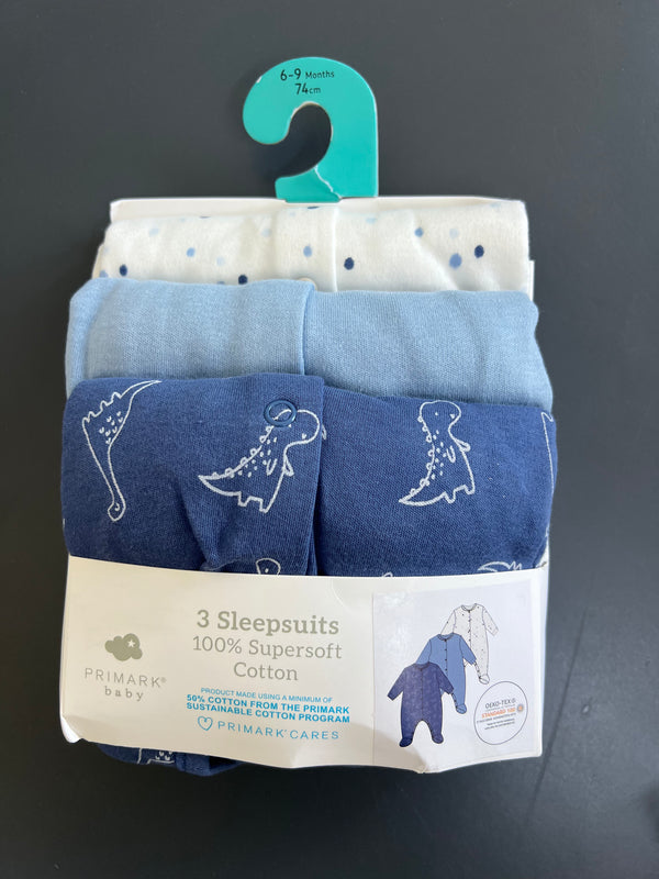 Primark blue dino sleepsuits