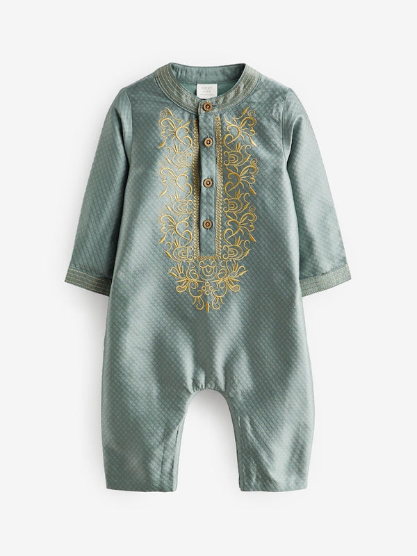 Green Occasion Baby Romper