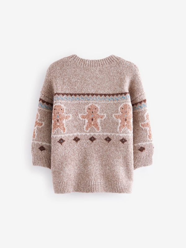 Neutral Gingerbread Christmas Crew Neck Jumper