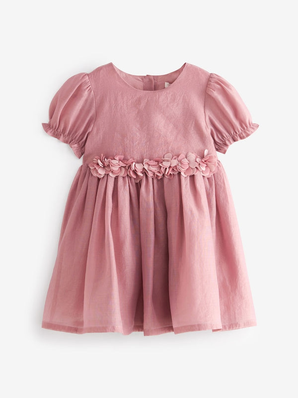 Rose Pink Corsage Flower Girl Dress