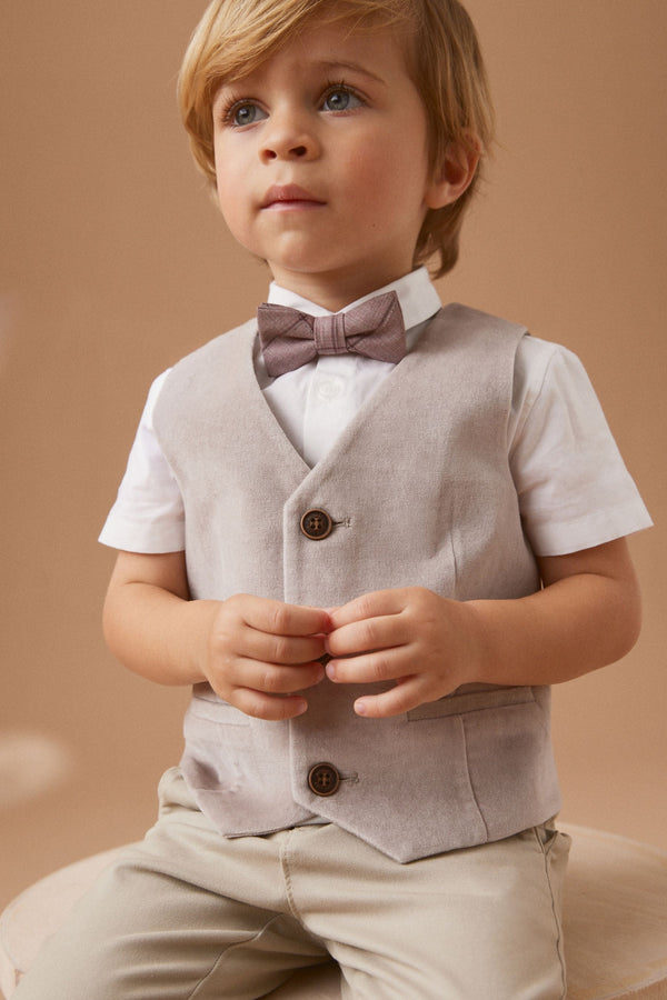 Copy of Neutral Waistcoat, Shirt and Bowtie Set