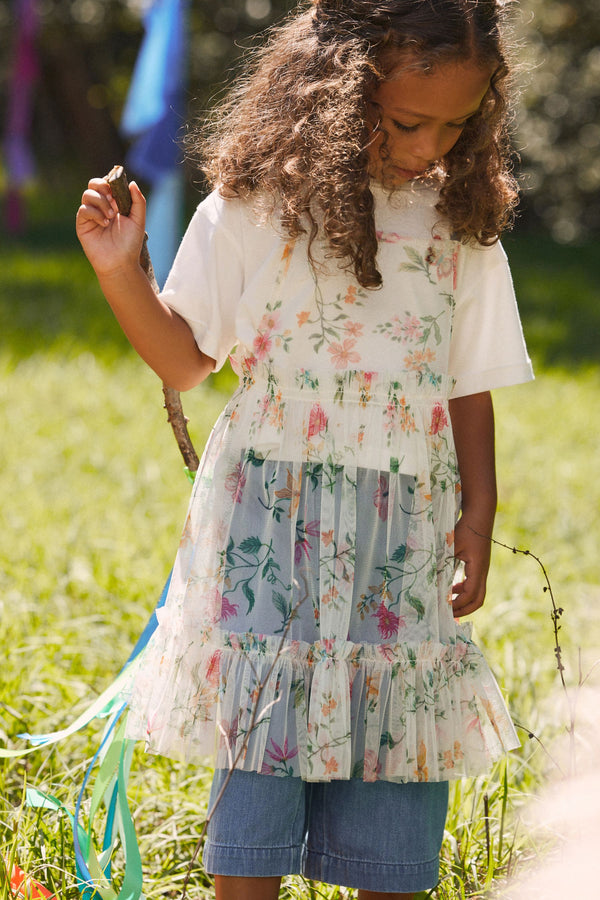 Pink Floral Mesh Dress T-Shirt And Jeans Set (3mths-8yrs)