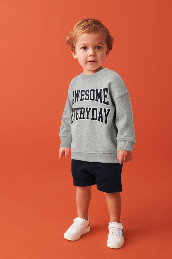 Grey Varsity Sweatshirt and Shorts Set (3mths-7yrs)