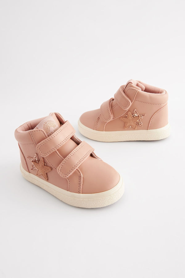 Pink Standard Fit (F) Star Touch Fasten Strap High Top Trainers