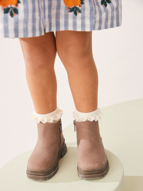 Pink Tan Chelsea Chunky Ankle Boots