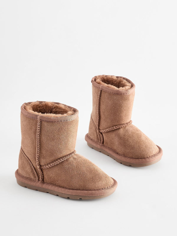 Tan Brown Tall Suede Pull On Ankle Boots