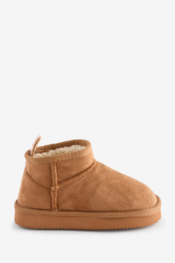 Tan Brown Pull On Slippers