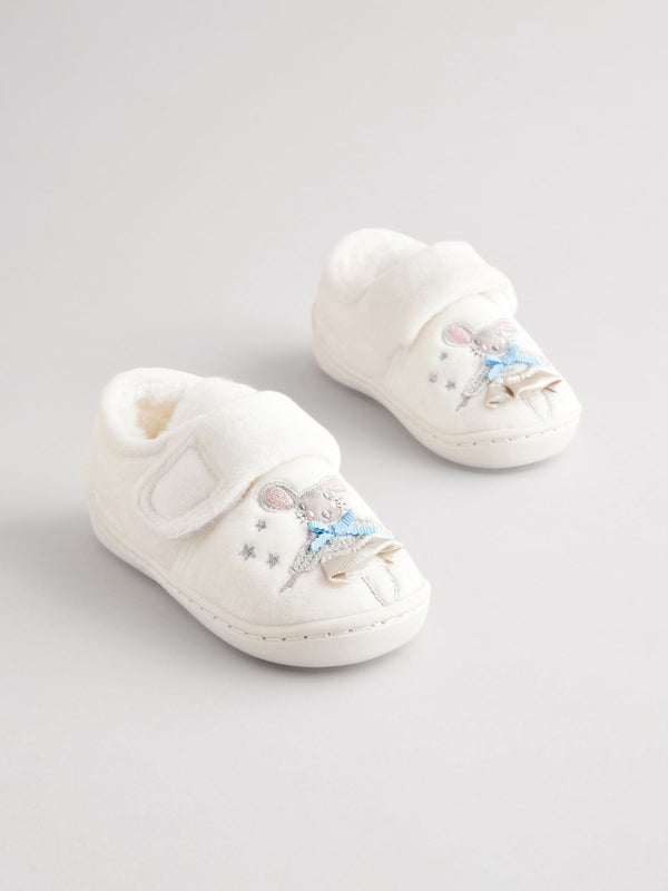 White Fairy Mouse Cosy Lined Cupsole Slippers