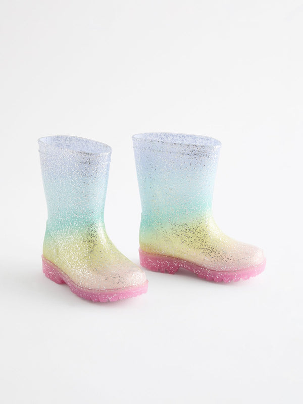 Multi Rainbow Glitter Wellies