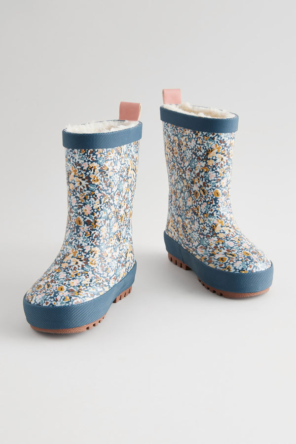 Navy Floral Print Wellies