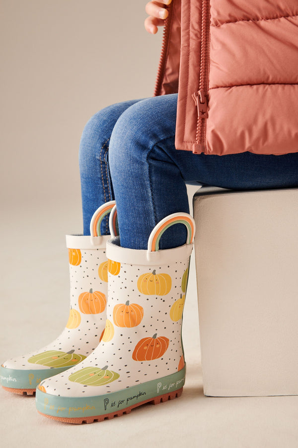 Neutral Pumpkin Handle Wellies