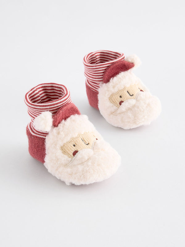 Red Christmas Santa Baby Bootie Shoes (0-18mths)