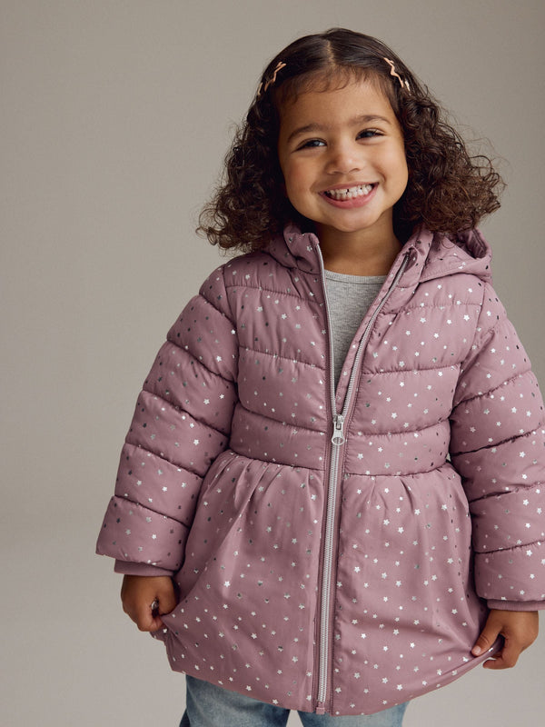 Pink Shower Resistant Foil Skirted Coat (6mths-7yrs)