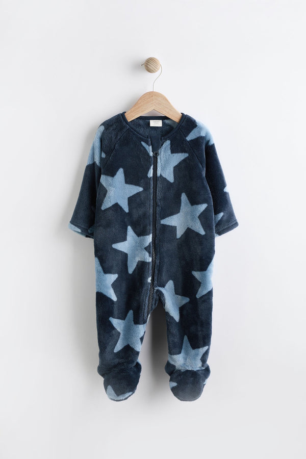 Blue Star Zip Fleece Baby Sleepsuit