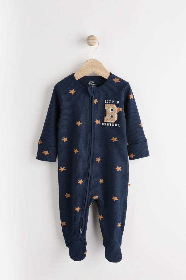 Blue Little Brother Family Baby Sleepsuit (0-2yrs)