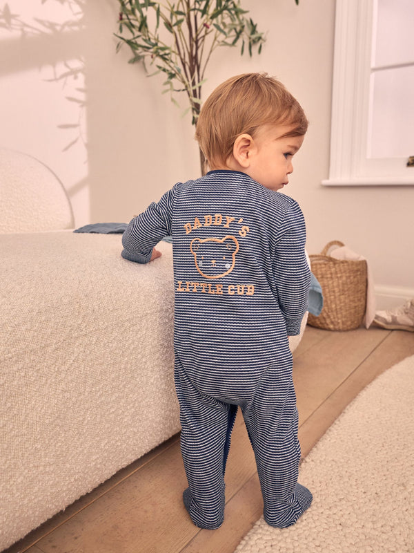 Navy Blue Daddy Baby Family Sleepsuit (0-2yrs)