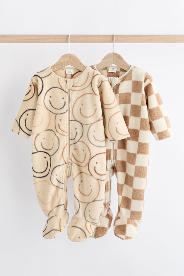 Neutral Fleece Sleepsuits 2 Pack(immediate)