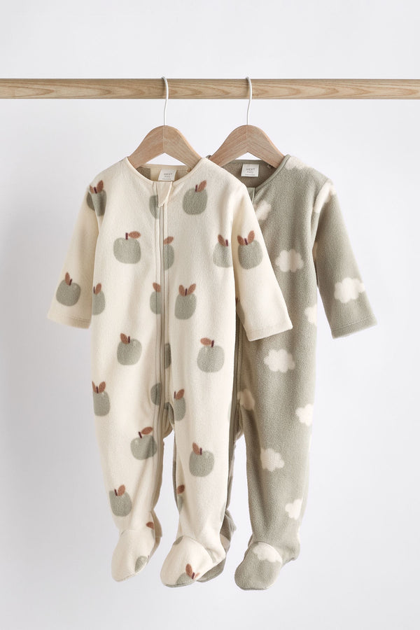 Sage Green Baby Micro Fleece Sleepsuits 2 Pack(immediate)