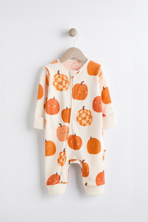 Orange Baby Halloween Two Way Zip 100% Cotton Sleepsuit (0-3yrs)