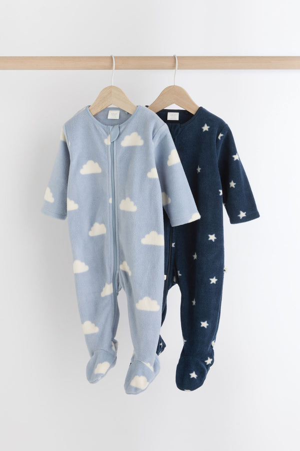 Blue Star/Cloud Fleece Sleepsuits 2 Pack