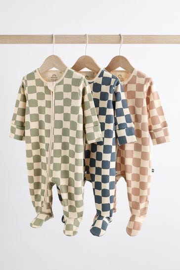 Baby 2 Way Zip Sleepsuits 3 pack (Immediate)