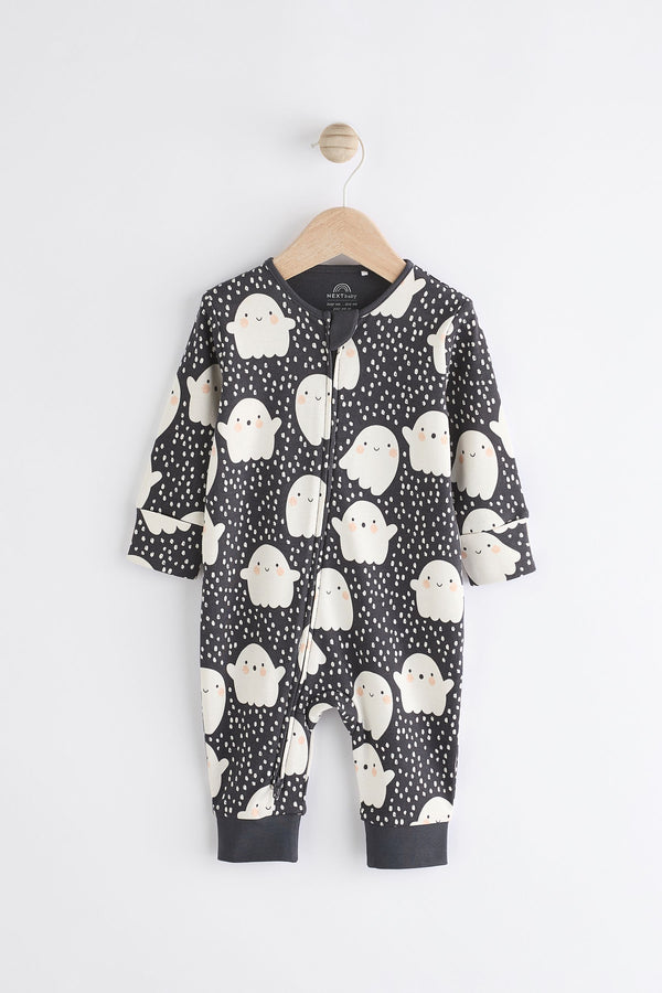 Black Ghost Halloween Baby Sleepsuit (0-3yrs)