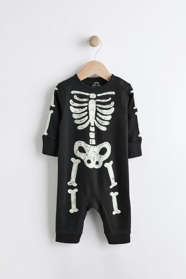 Black Baby Glow In The Dark Halloween 100% Cotton Sleepsuit (0mths-3yrs)