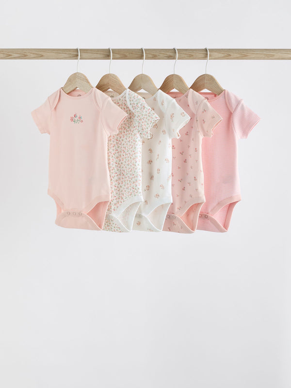 Pink Bunny 5 Pack Short Sleeve Bodysuits