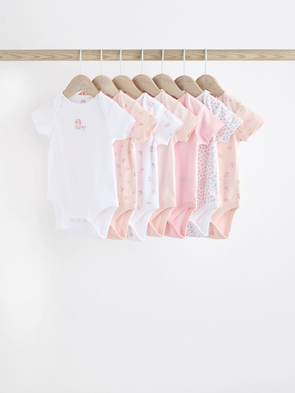 Pink Bunny 7 Pack Short Sleeve Bodysuits immediate