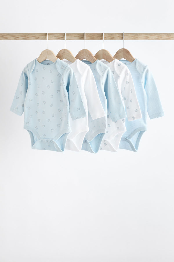 Blue Bear Long Sleeve Baby Bodysuits