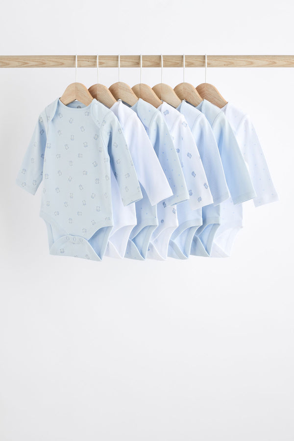 Blue Bear Long Sleeve Baby Bodysuits