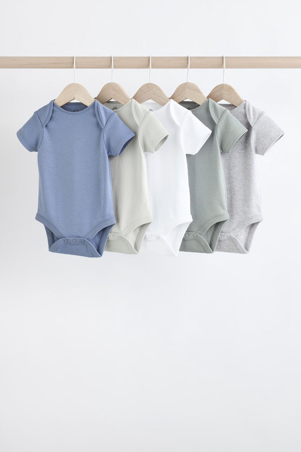 Grey/White Short Sleeve Bodysuit 5 Pack