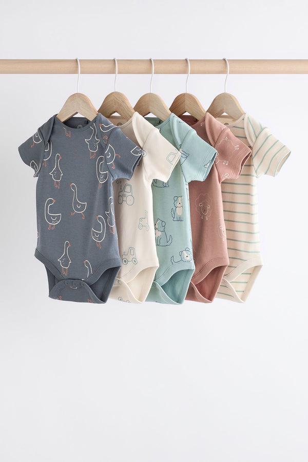 Farm Character Baby Short Sleeve Bodysuit 5 Pack