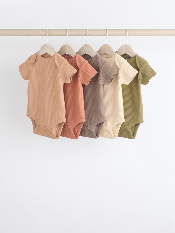 Muted Browns Short Sleeve Bodysuits 5 Pack