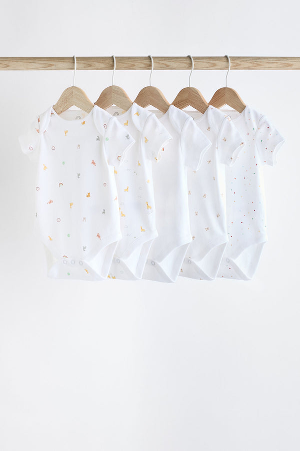 White 100% Cotton Short Sleeve Baby Bodysuits